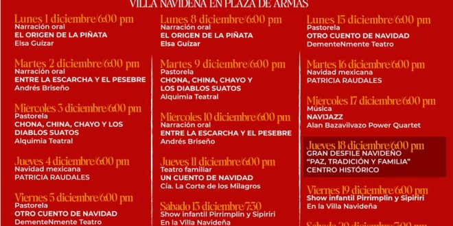Presenta Gobierno de Zacatecas programa artístico y cultural de la Villa Navideña de Plaza de Armas