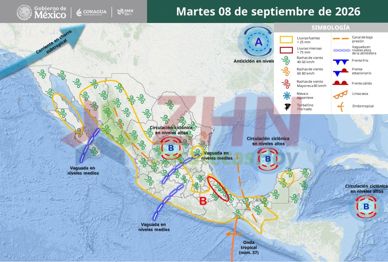 Alertan gobiernos de México y Zacatecas sobre lluvias muy fuertes en territorio estatal